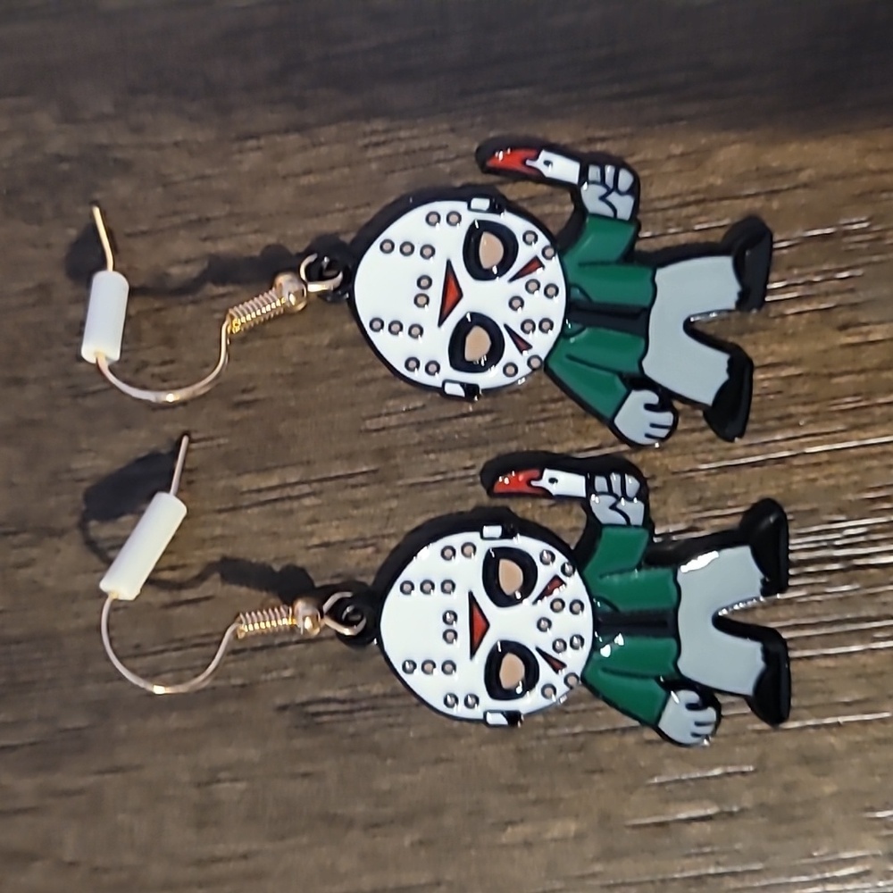Jason Voorhees fish hook dangle earrings
